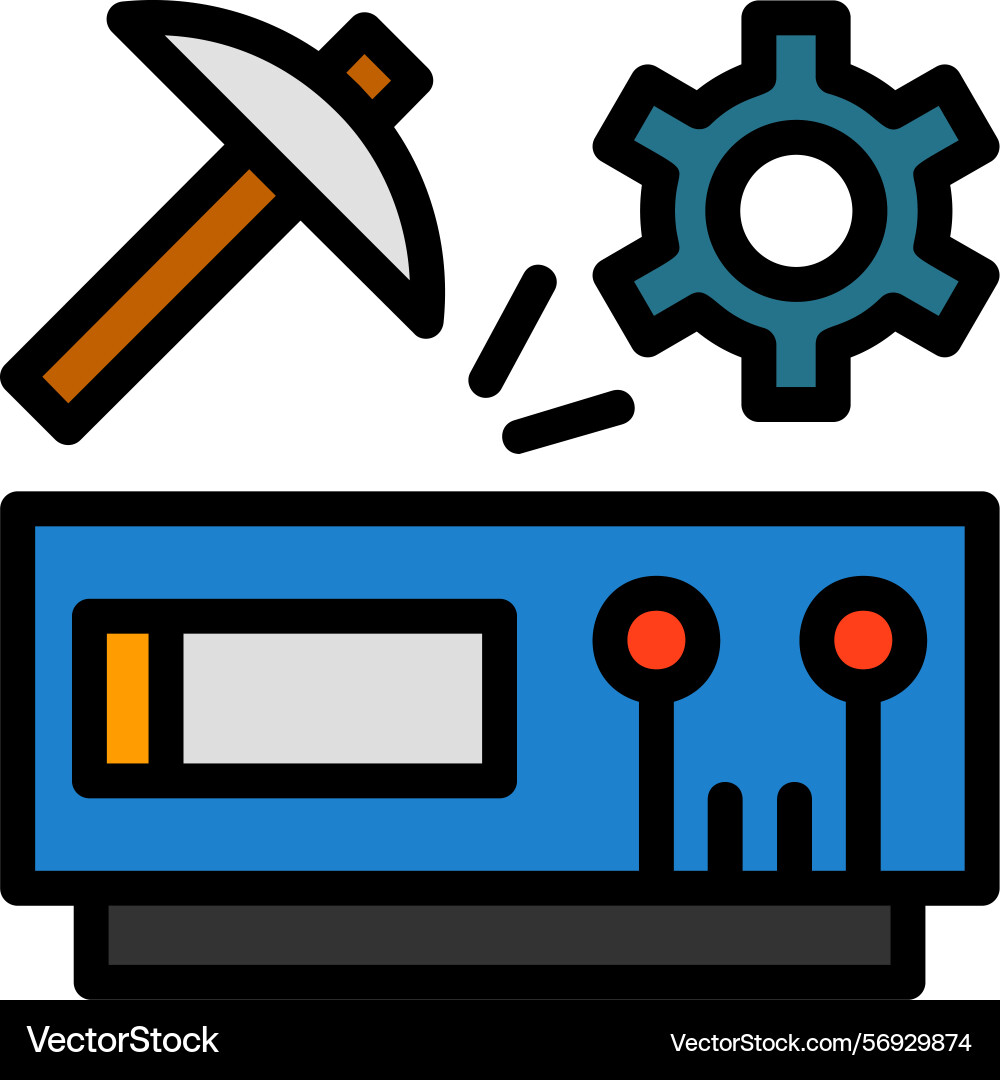 Data mining line filled style icon design vector image