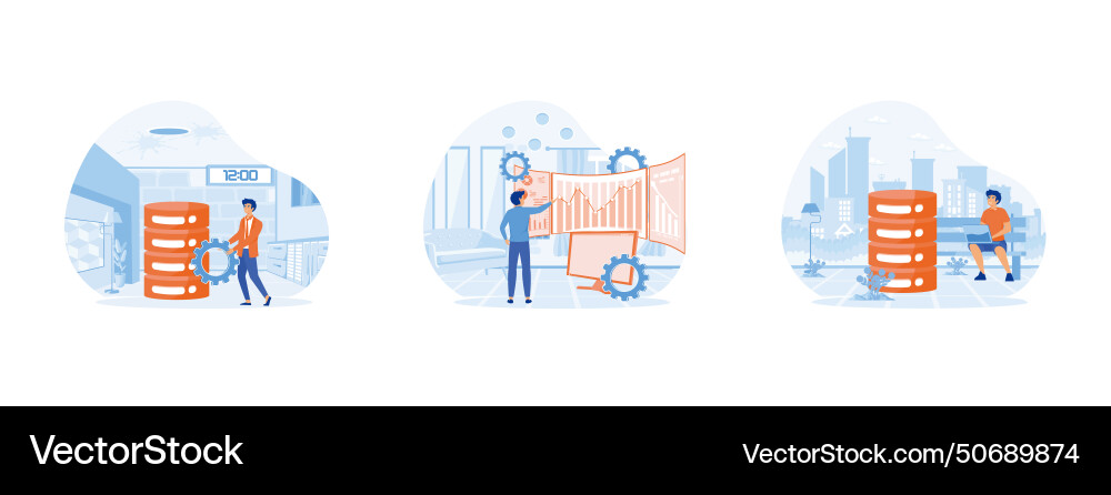 Database management abstract big data tools vector image