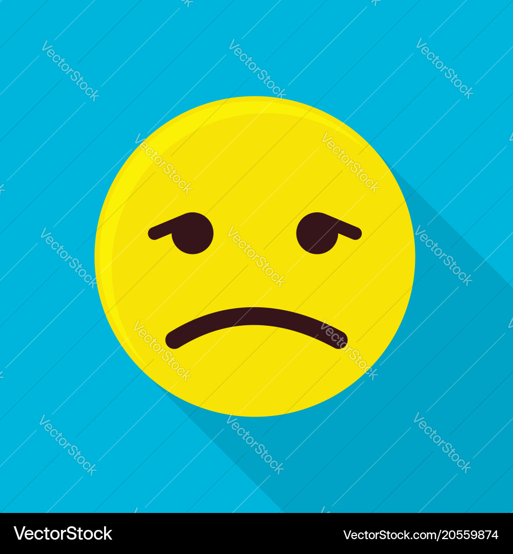 Depressed emoticon icon flat style – Royalty-Free Vector | VectorStock, image size:1000x1080