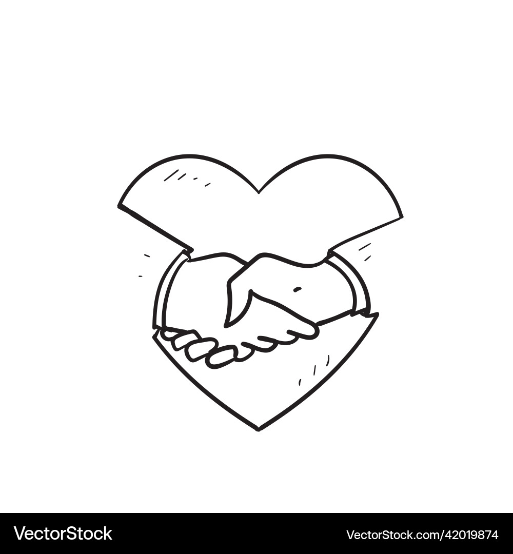 Hand drawn doodle shake with love icon Hand drawn doodle shake with love icon vector image