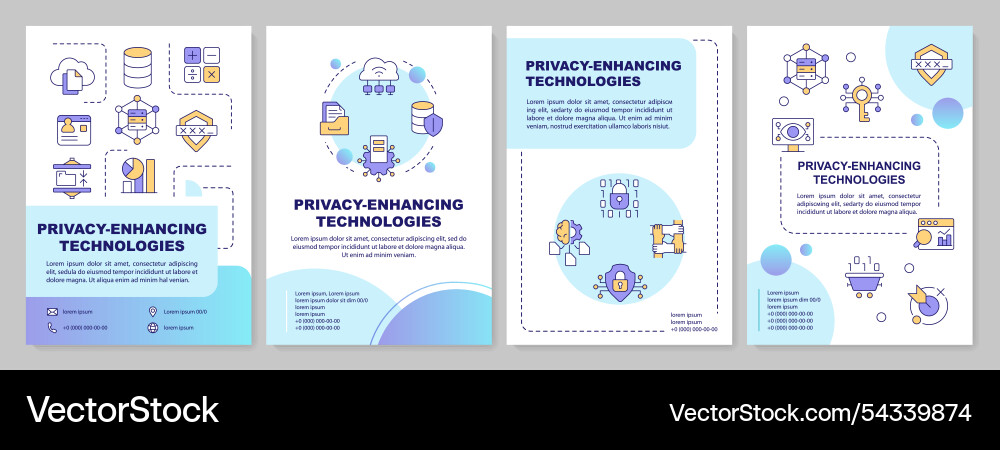 Privacy-enhancing technologies linear icons set Privacy-enhancing technologies linear icons set vector image