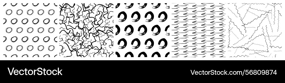 Set of seamless patterns with scribble smears Set of seamless patterns with scribble smears vector image