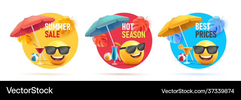 Set Sommer Verkauf Discount-Tags Kreis Formen Set Sommer Verkauf Discount-Tags Kreis Formen vektorbild