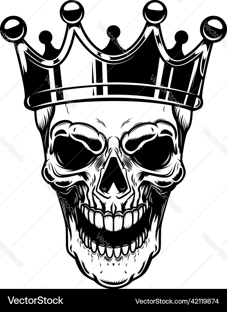 Skull with king crown design element for logo vector image