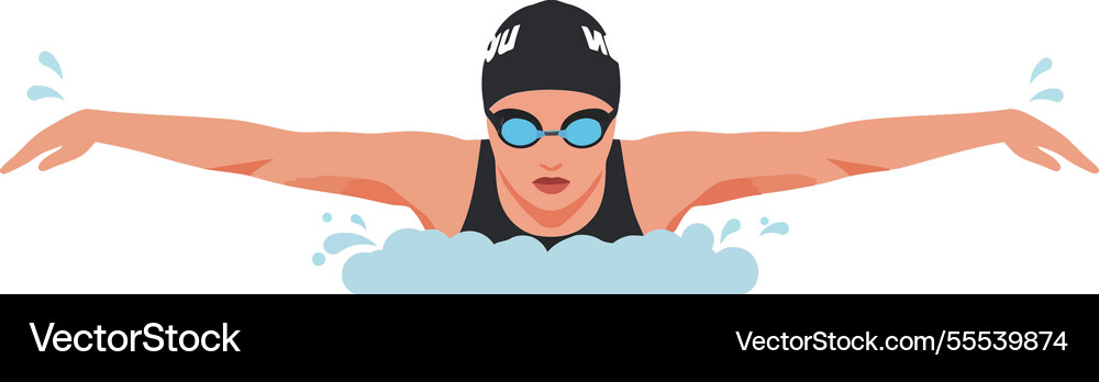 Swimmer in motion using flat design style Vector Image