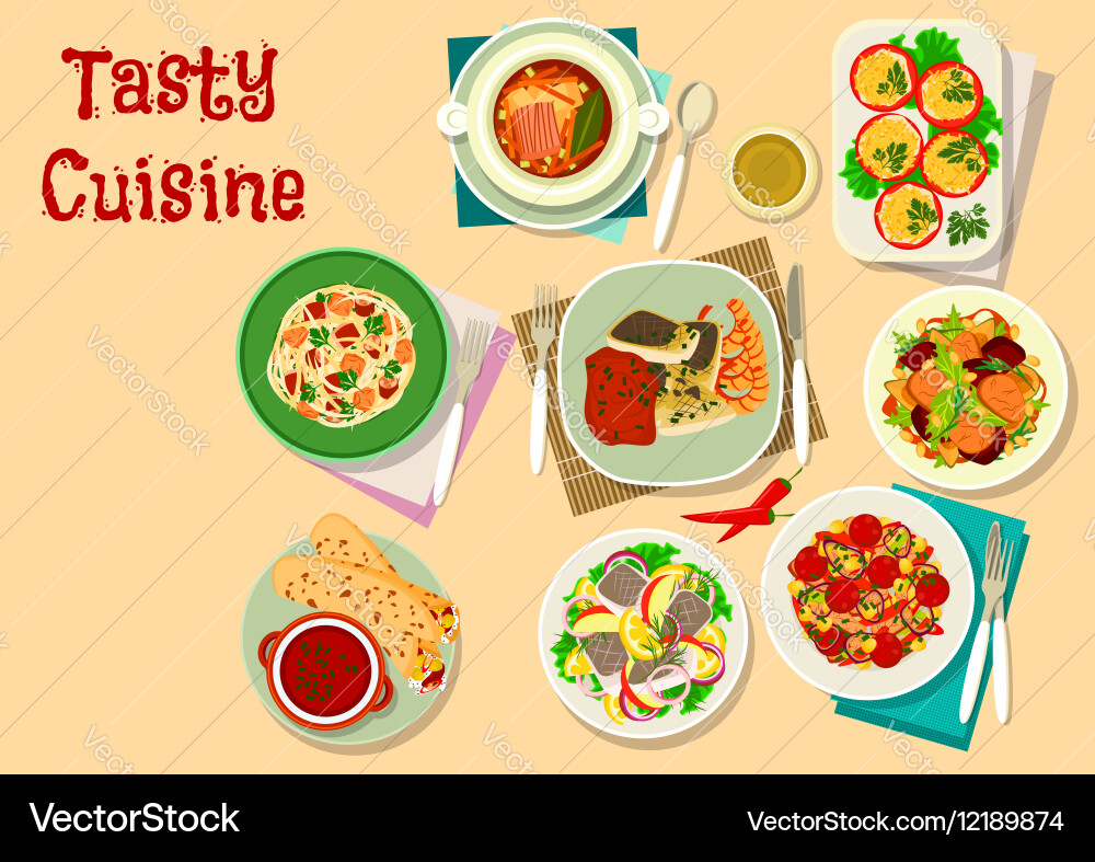 Tasty lunch menu icon for restaurant design Vector Image