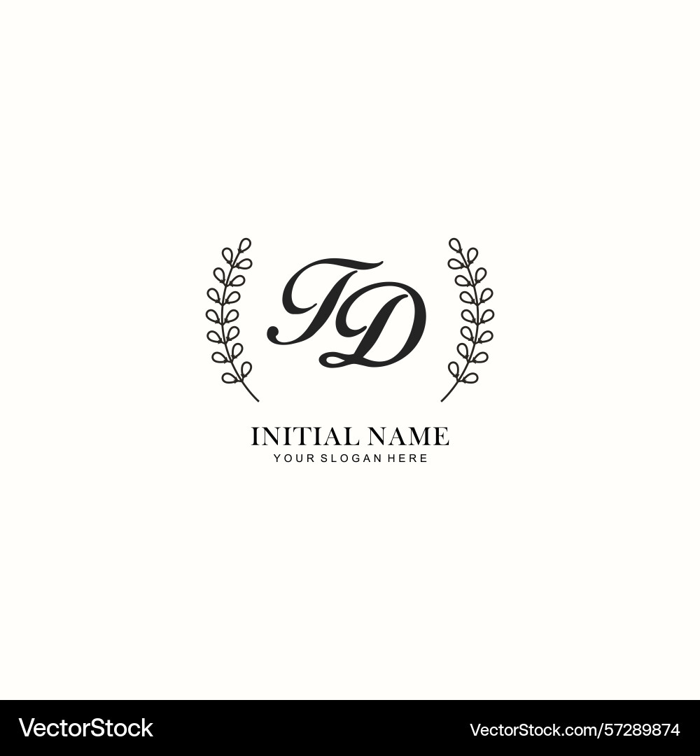 Td initial logo templates with botanical elements Vector Image