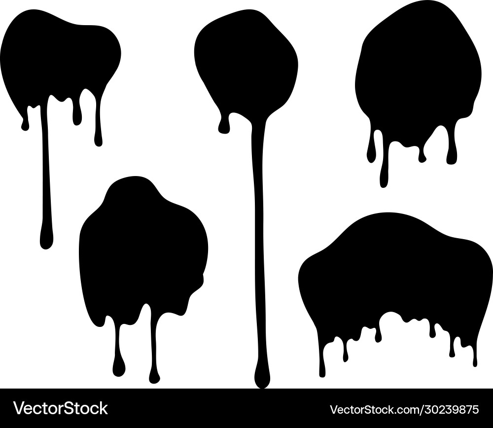 Black Ink Drips & Blobs Vector Image