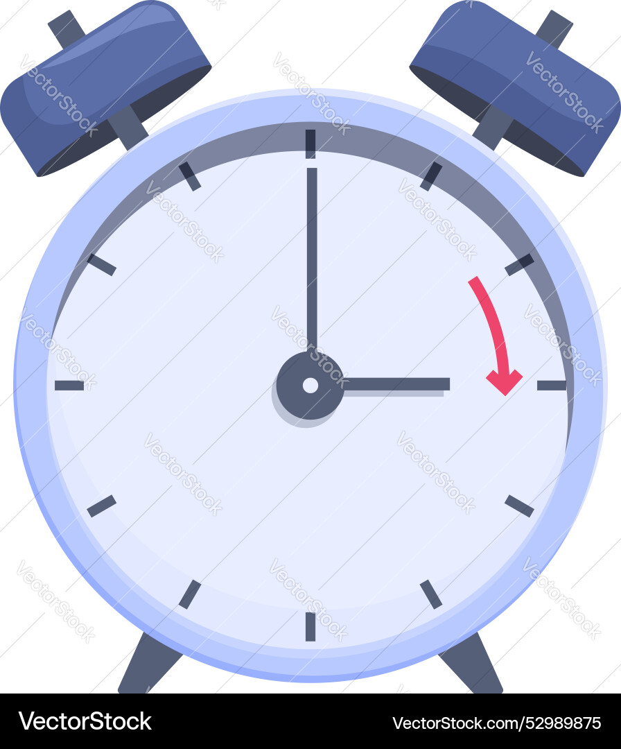 Blue alarm clock showing time passing with red Blue alarm clock showing time passing with red vector image