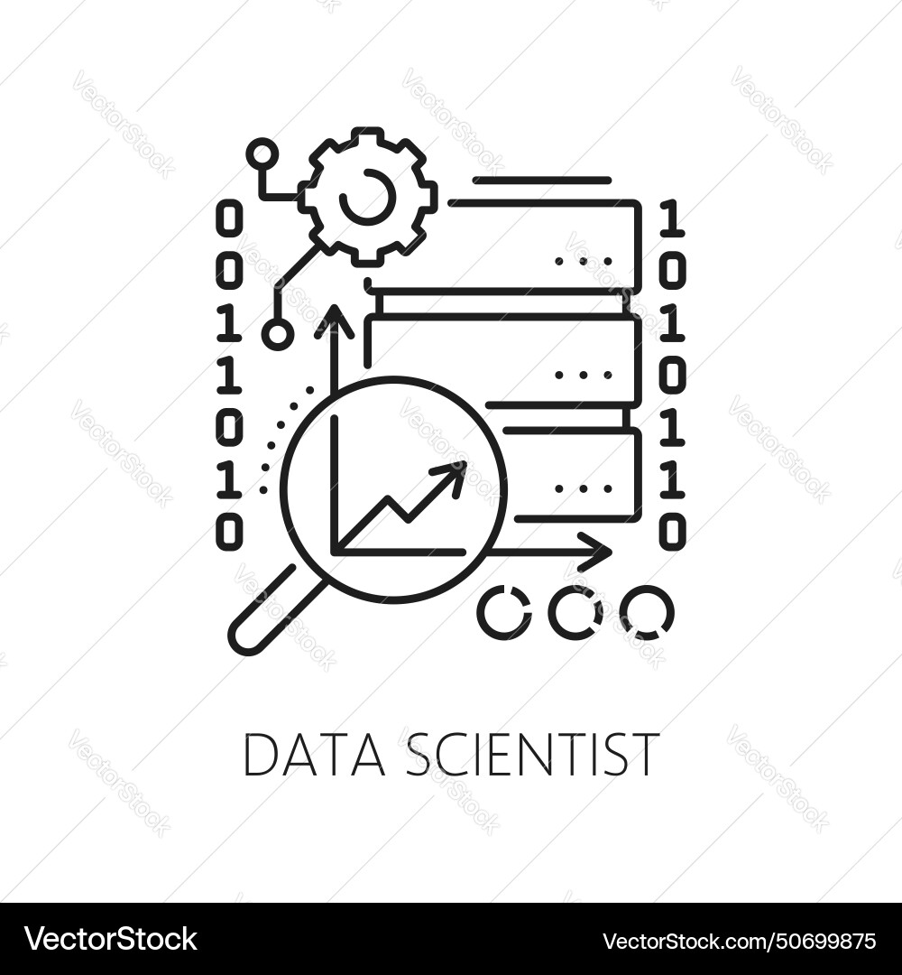 Data scientist it specialist icon web statistics Vector Image