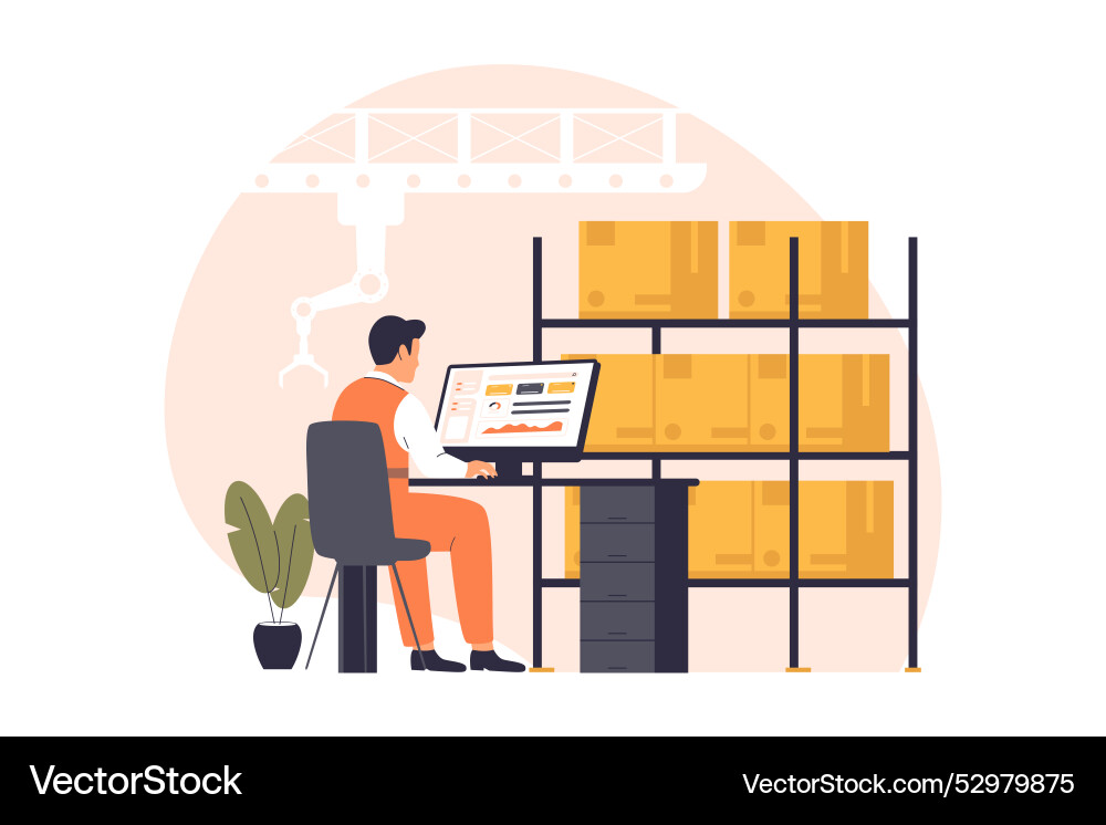 Flat design of inventory control automated concept Vector Image
