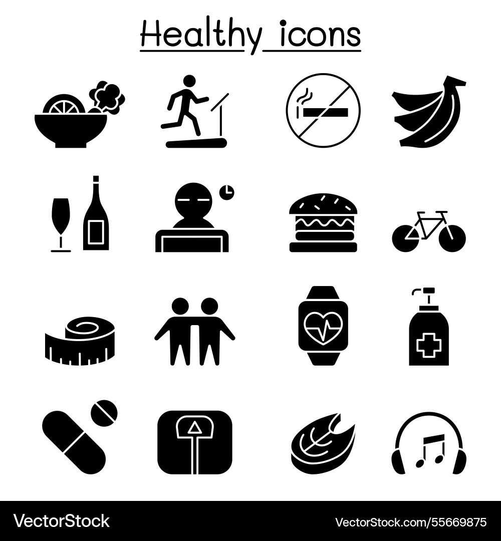 Gesunde Ikone im Glyph-Stil Gesunde Ikone im Glyph-Stil Vektorbild