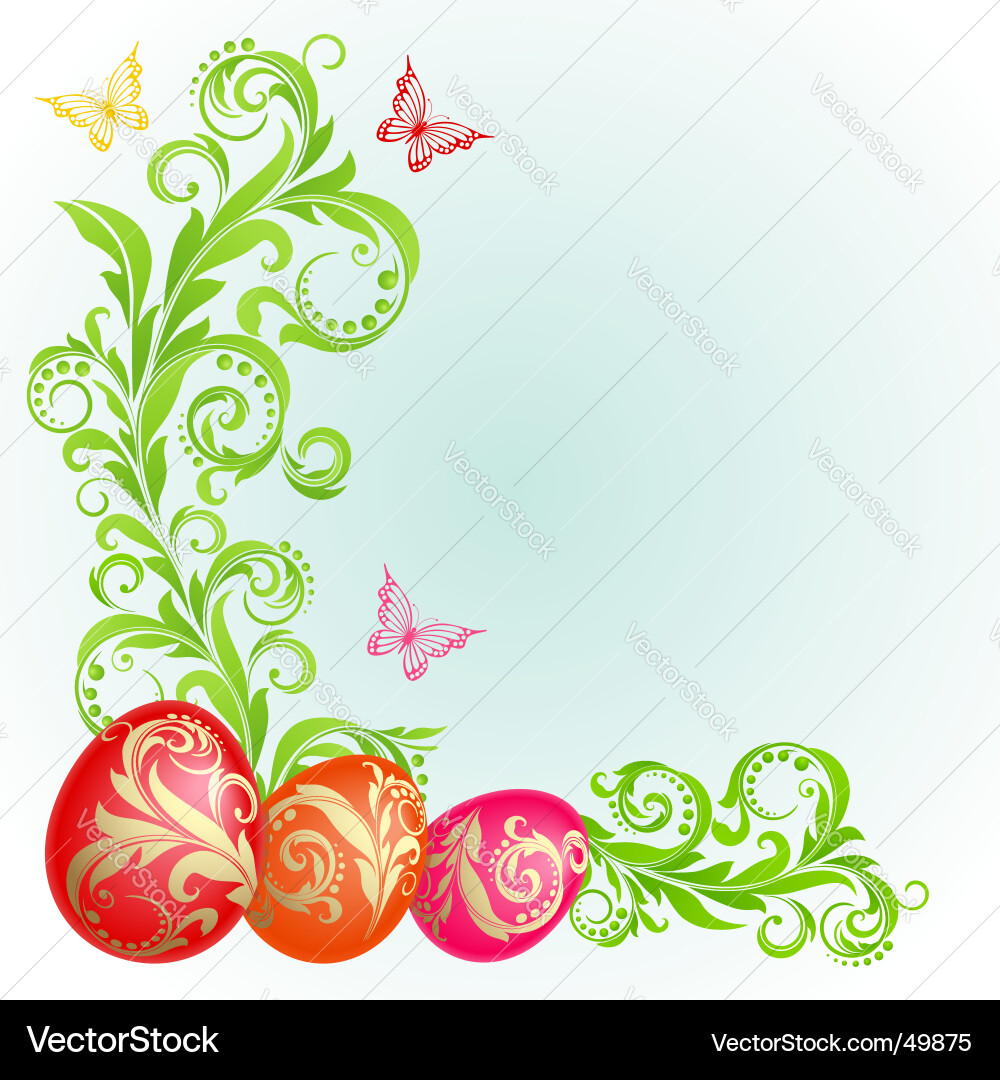 Golden Easter Eggs with Floral Decor vector image