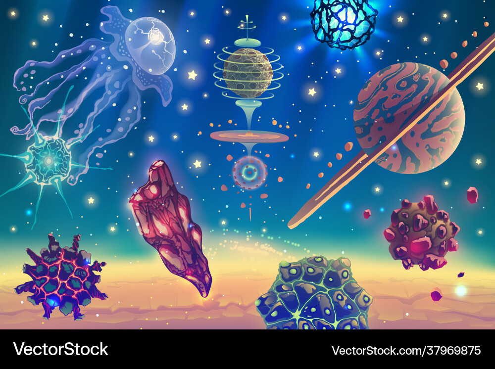 Magic space landscape with fantasy planets stars Magic space landscape with fantasy planets stars vector image