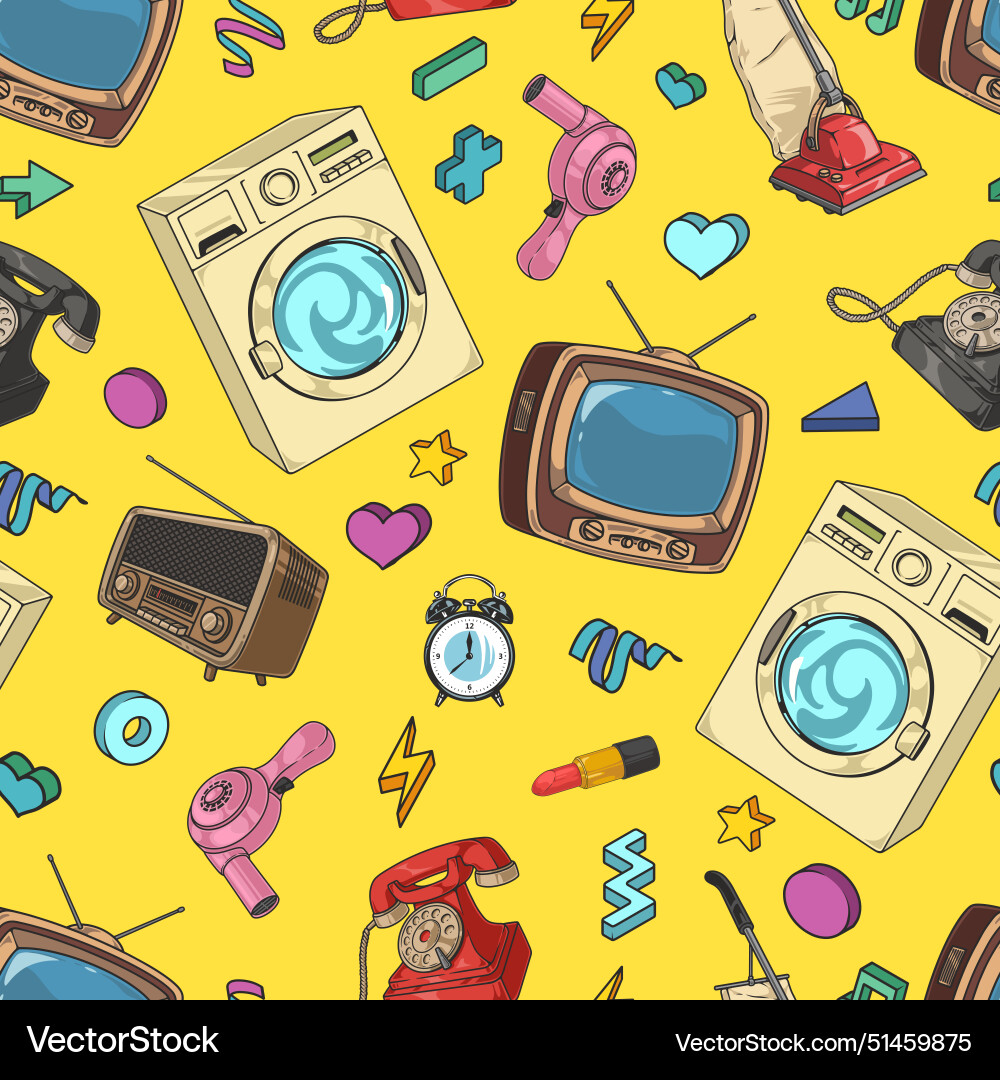 Retro electronics colorful pattern seamless Retro electronics colorful pattern seamless vector image