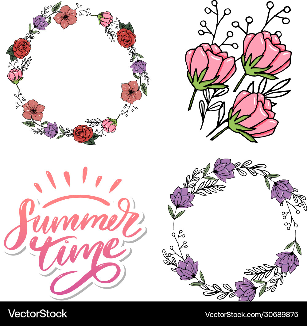 Summer time text lettering calligraphy letters Summer time text lettering calligraphy letters vector image