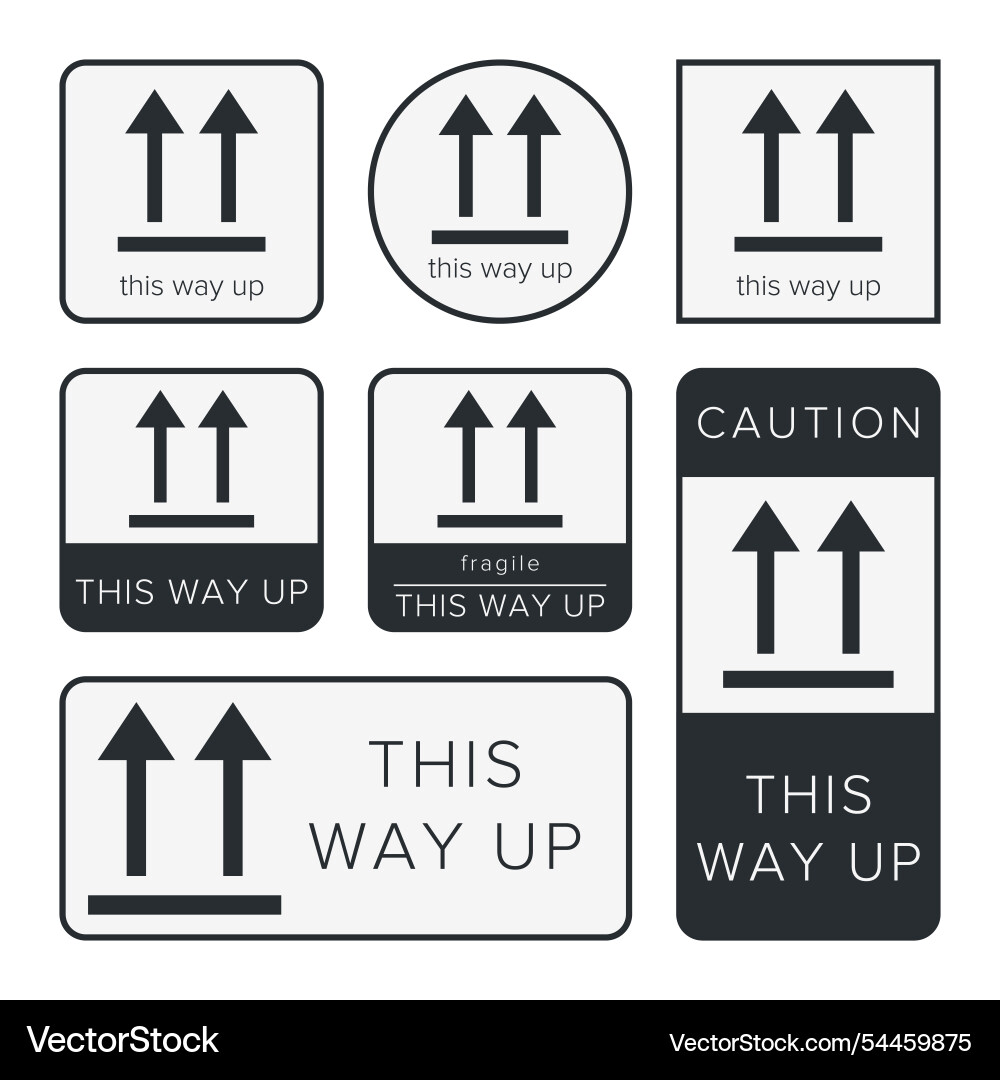 This way up correct orientation indicator This way up correct orientation indicator vector image