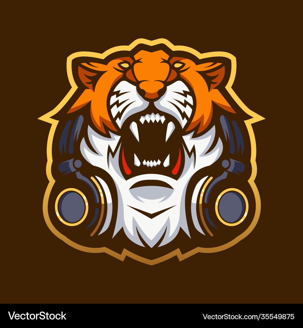 Tiger with headphones Vector Image