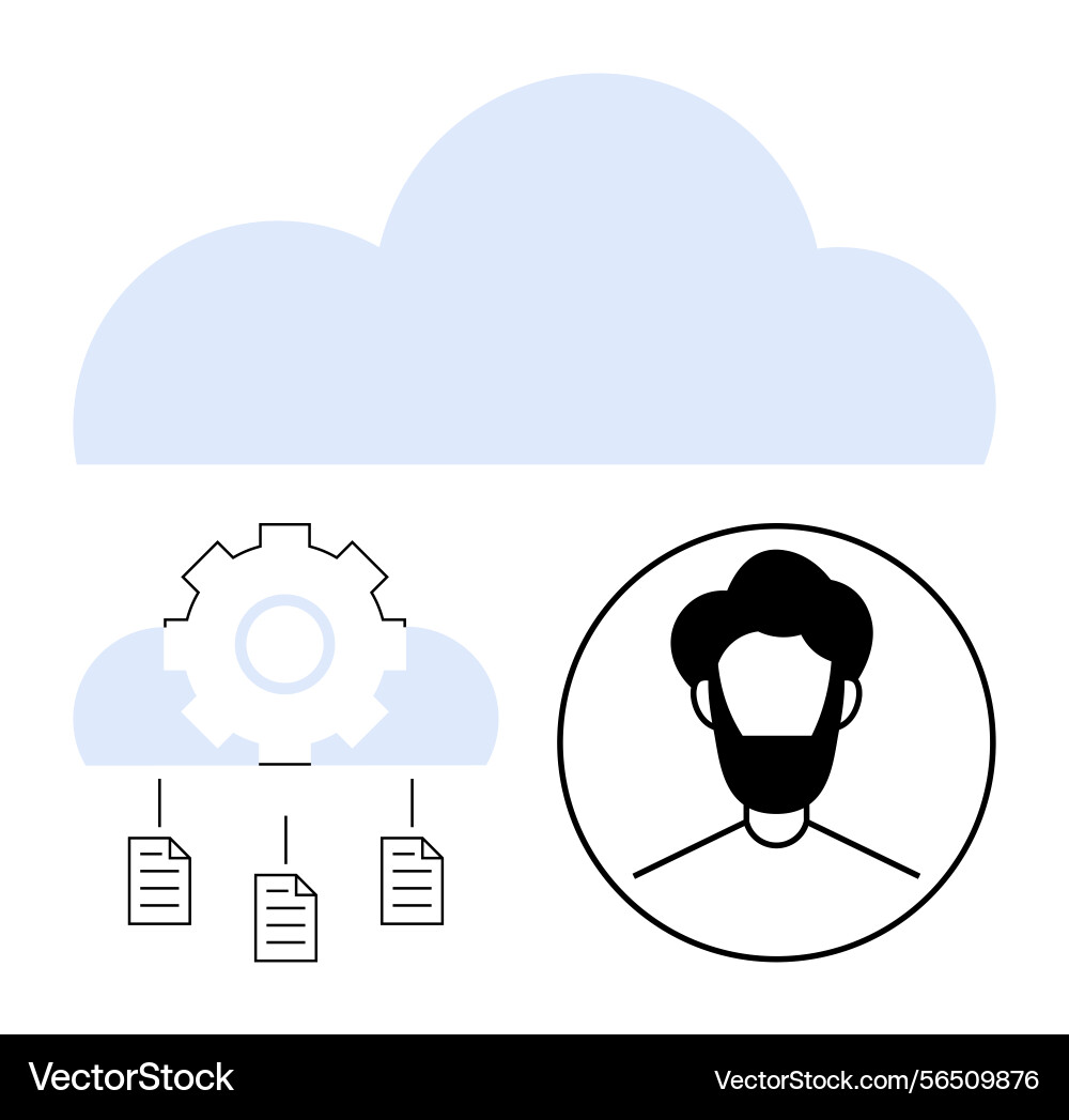 Cloud data sharing and user management with files Vector Image