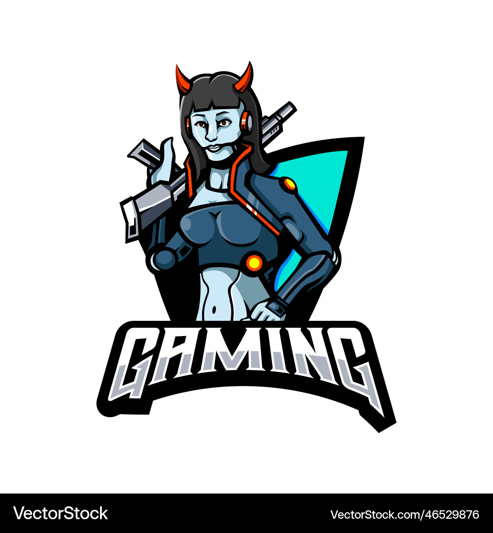 Cyborg Esports Logo - Female Warrior Vector Image