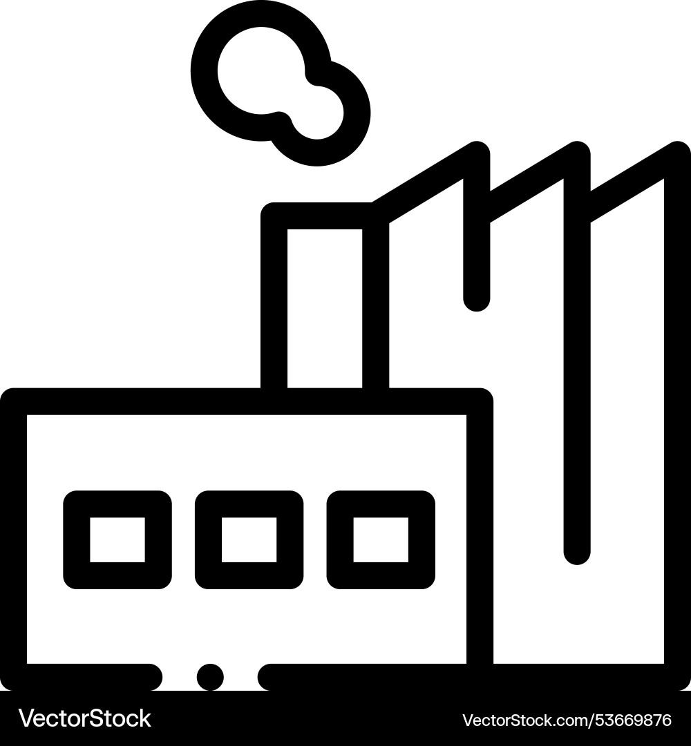 Factory icon thin linear style design isolated Factory icon thin linear style design isolated Vector Image