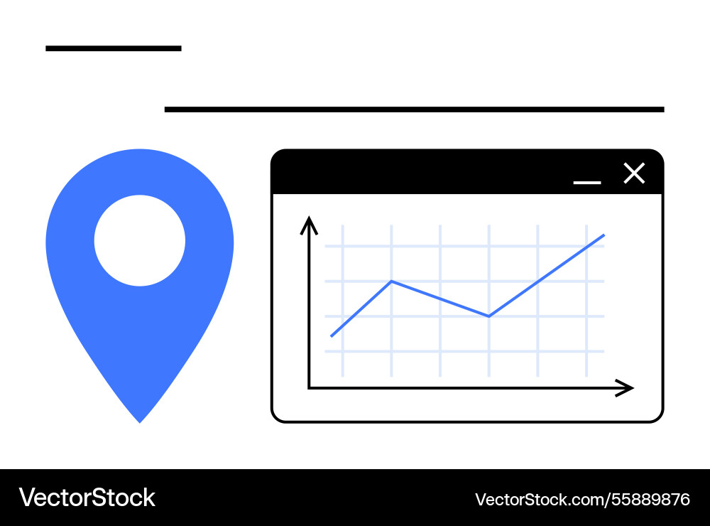 Location data analytics with graph display Location data analytics with graph display vector image