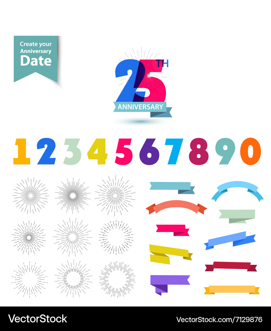 Set of anniversary numbers design create vector image