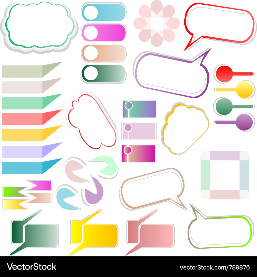 Shape Collection - Speech Bubbles & Boxes Vector Image