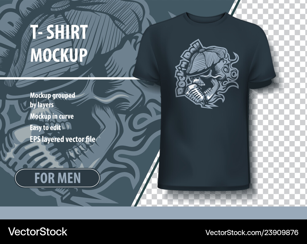 Singing skull in a cap t-shirt template Vector Image