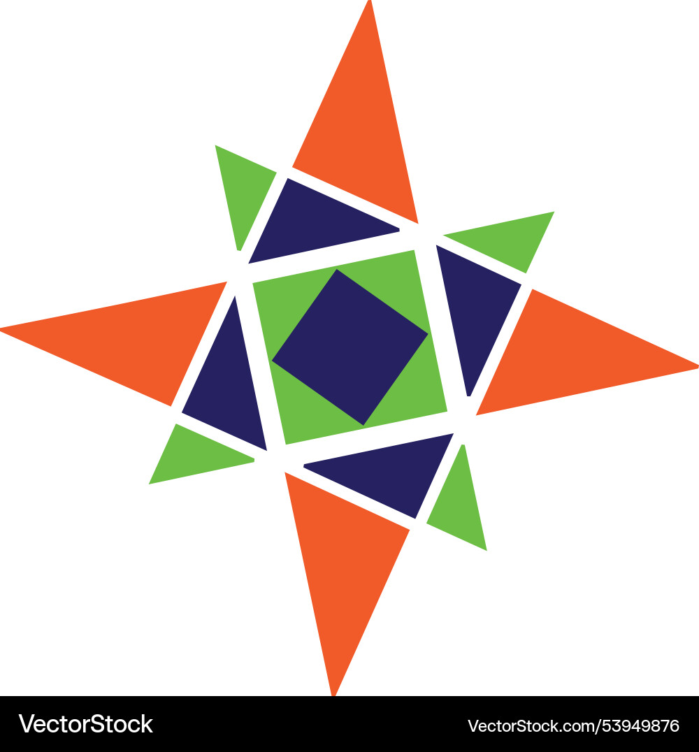 Star inside colorful rotating geometric shapes log Star inside colorful rotating geometric shapes log Vector Image