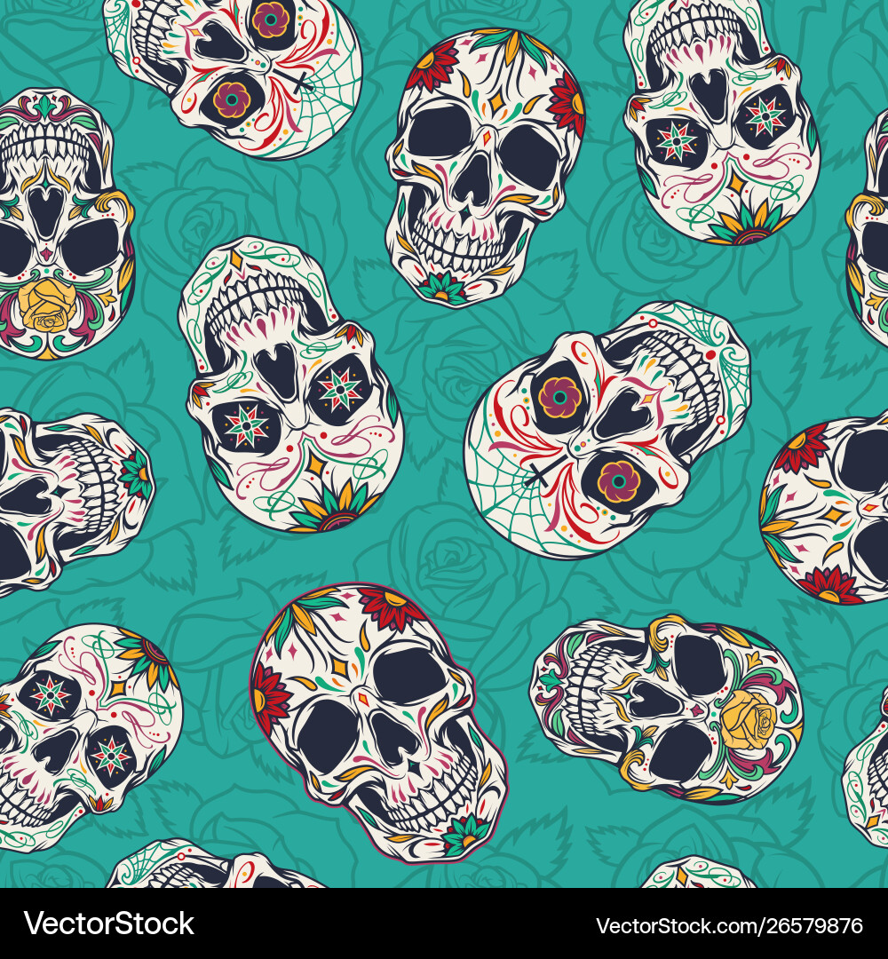 Sugar Skull Pattern - Day of the Dead Vector Image