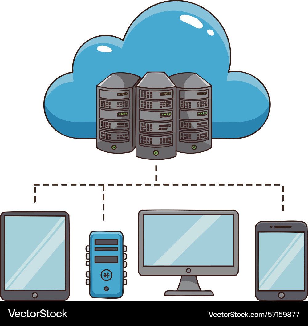 Cloud computing data servers connected Cloud computing data servers connected vector image