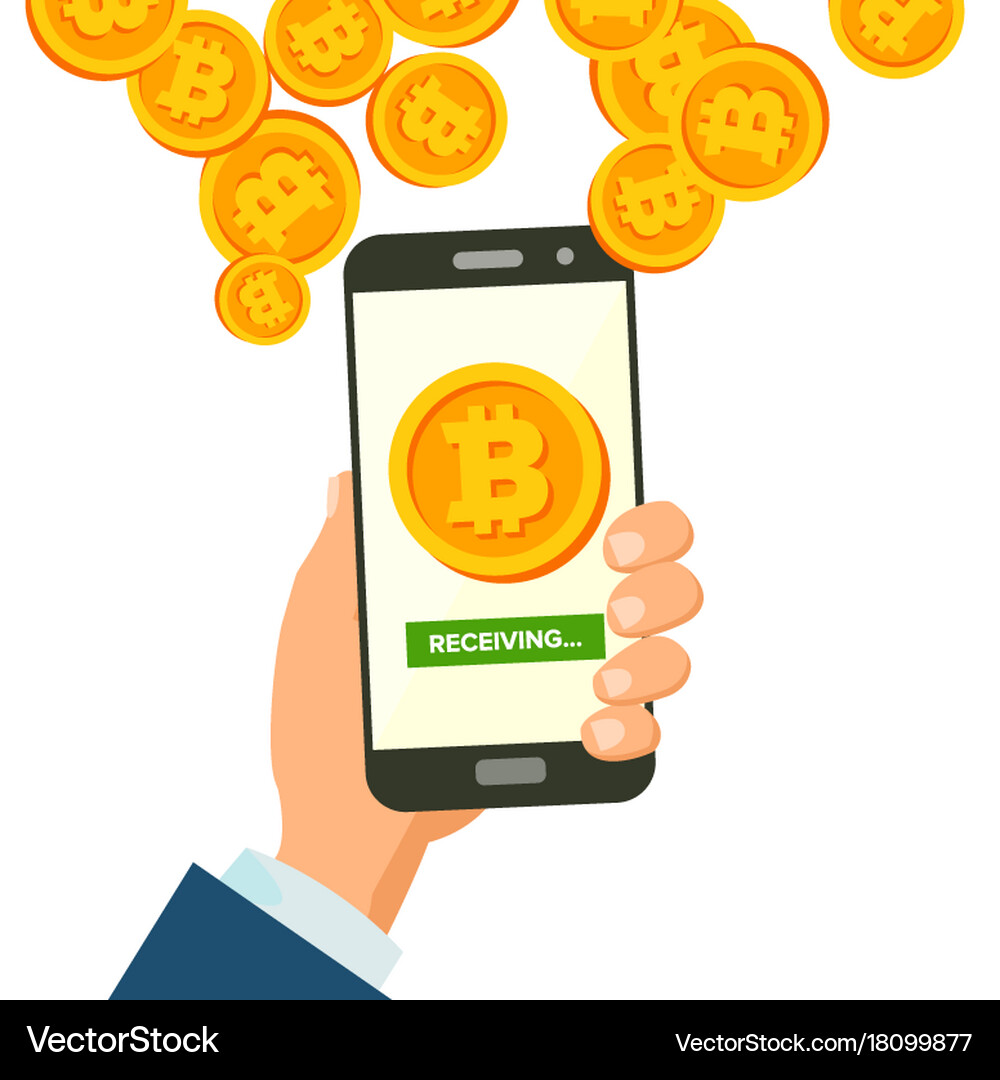Mobile bitcoin receiving concept modern – Royalty-Free Vector | VectorStock