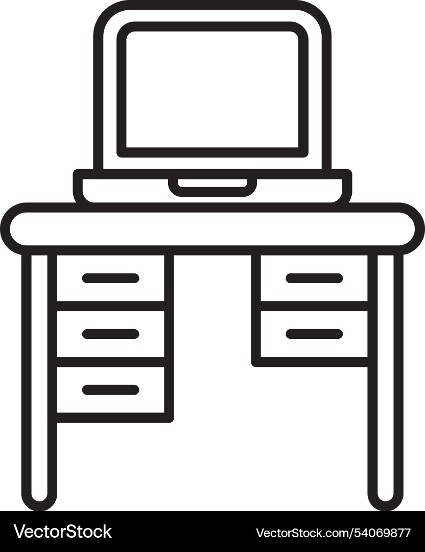 Office desk line icon design Vector Image