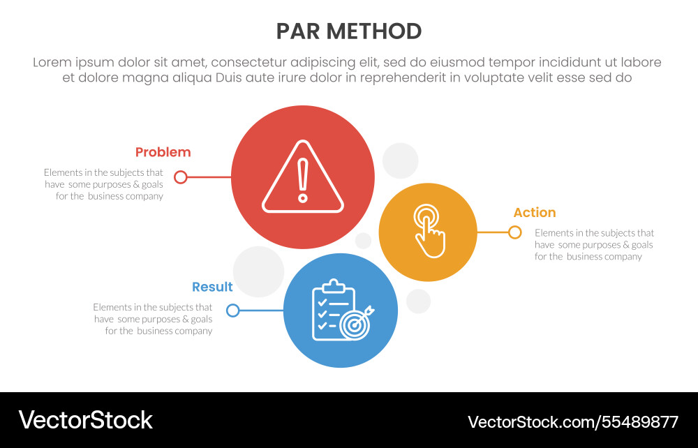 Par method infographic 3 point with vertical Vector Image