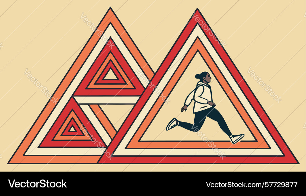 Runner in dynamic geometric triangle frame vector image
