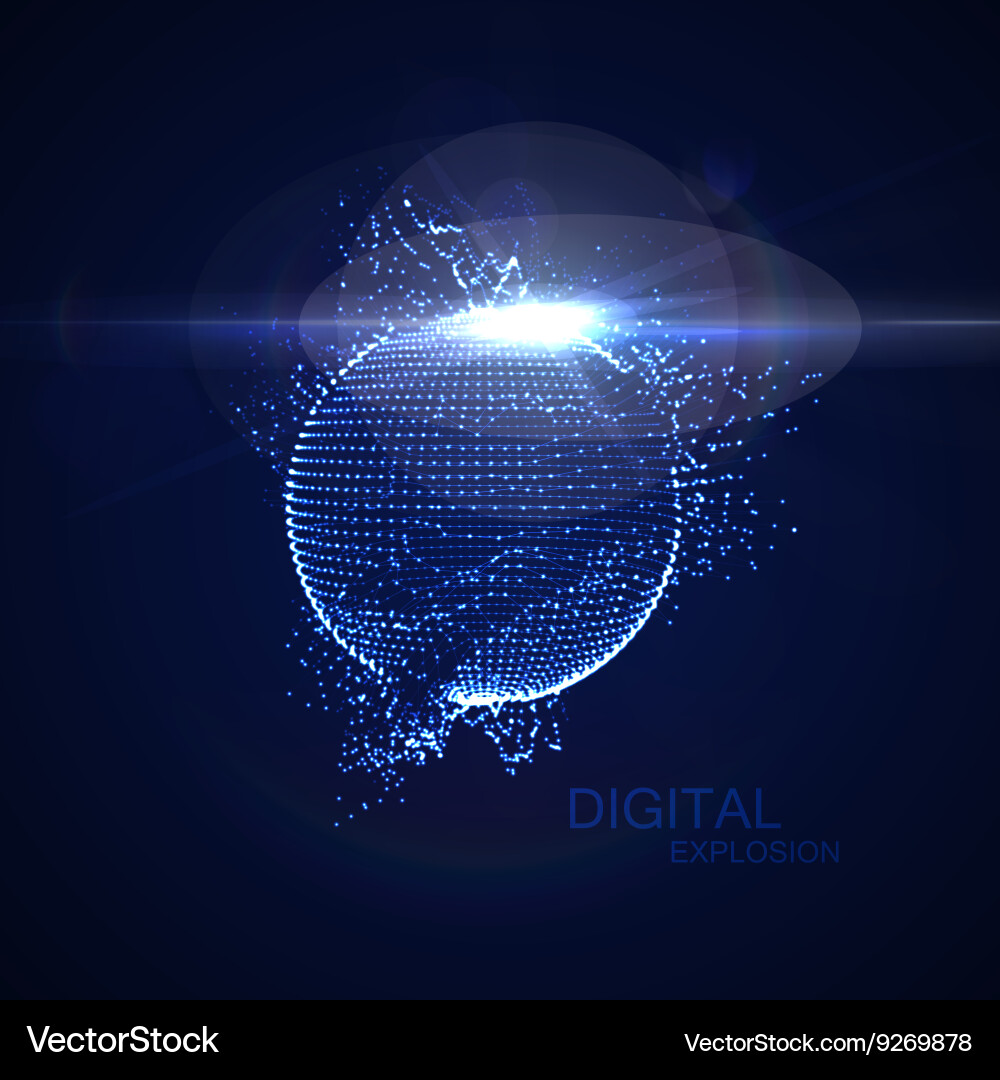 3d illuminated distorted sphere Vector Image