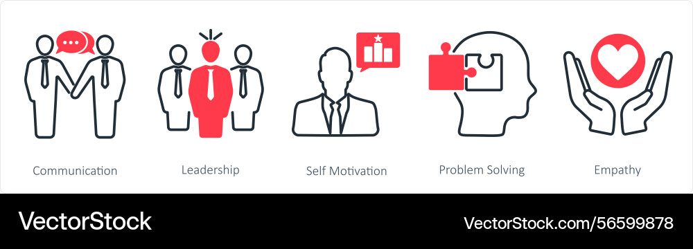 A set of 5 soft skills icons as communication vector image