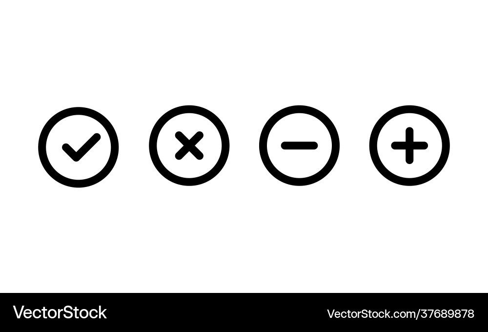 Add, Delete, Check & Cross Icons vector image