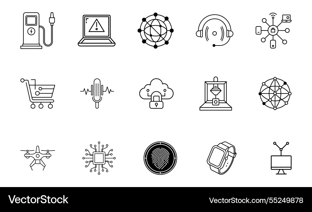 High tech data and cloud computing icons vector image