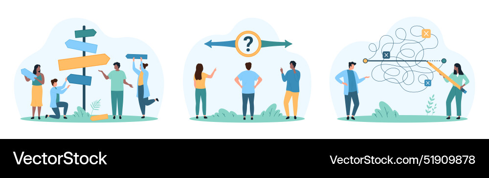 Making decision answer to question choice set Making decision answer to question choice set Vector Image