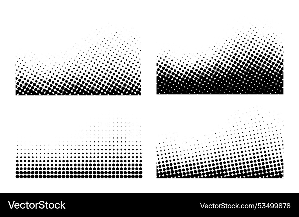 Set of dot patterns wavy halftone dotted textures Set of dot patterns wavy halftone dotted textures vector image