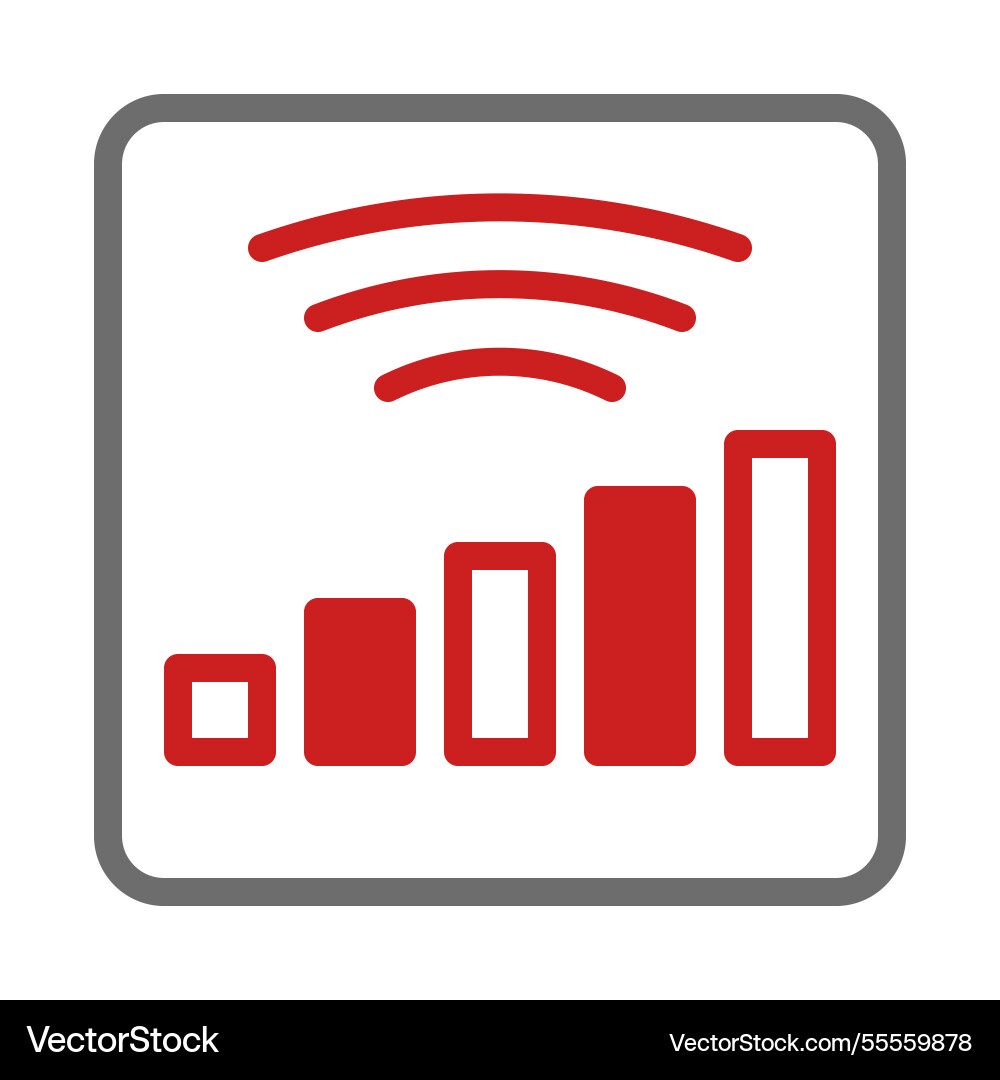 Signal strength icon with red indicator bars vector image