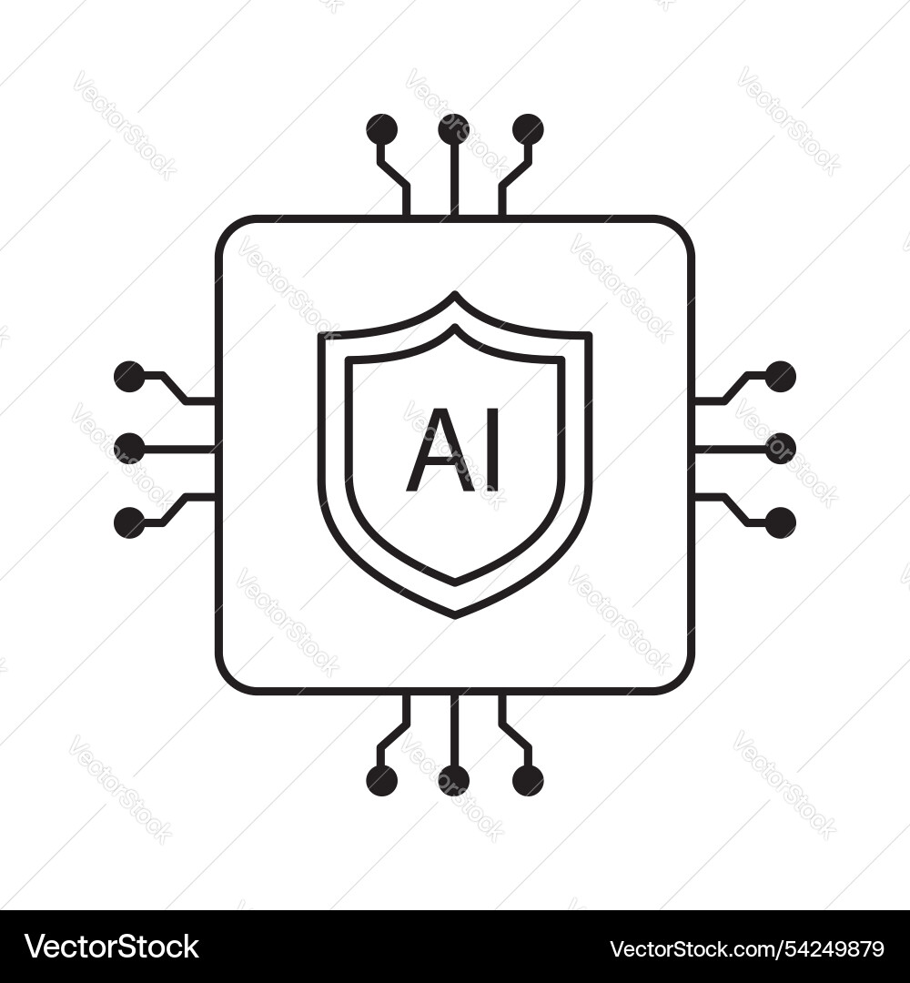 Ai digital shield for security icon design secure vector image