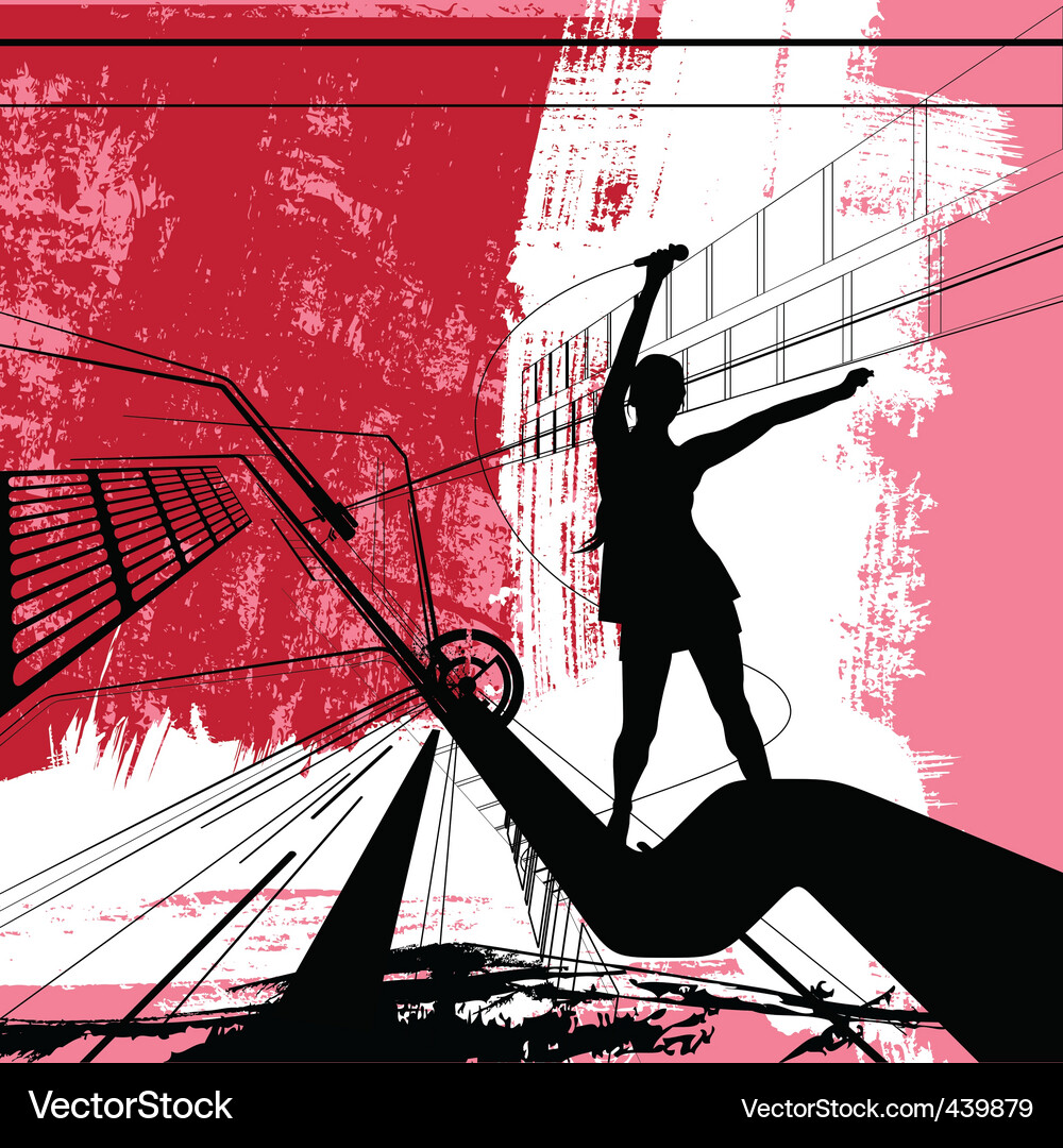Energetic Girl Silhouette Vector Image