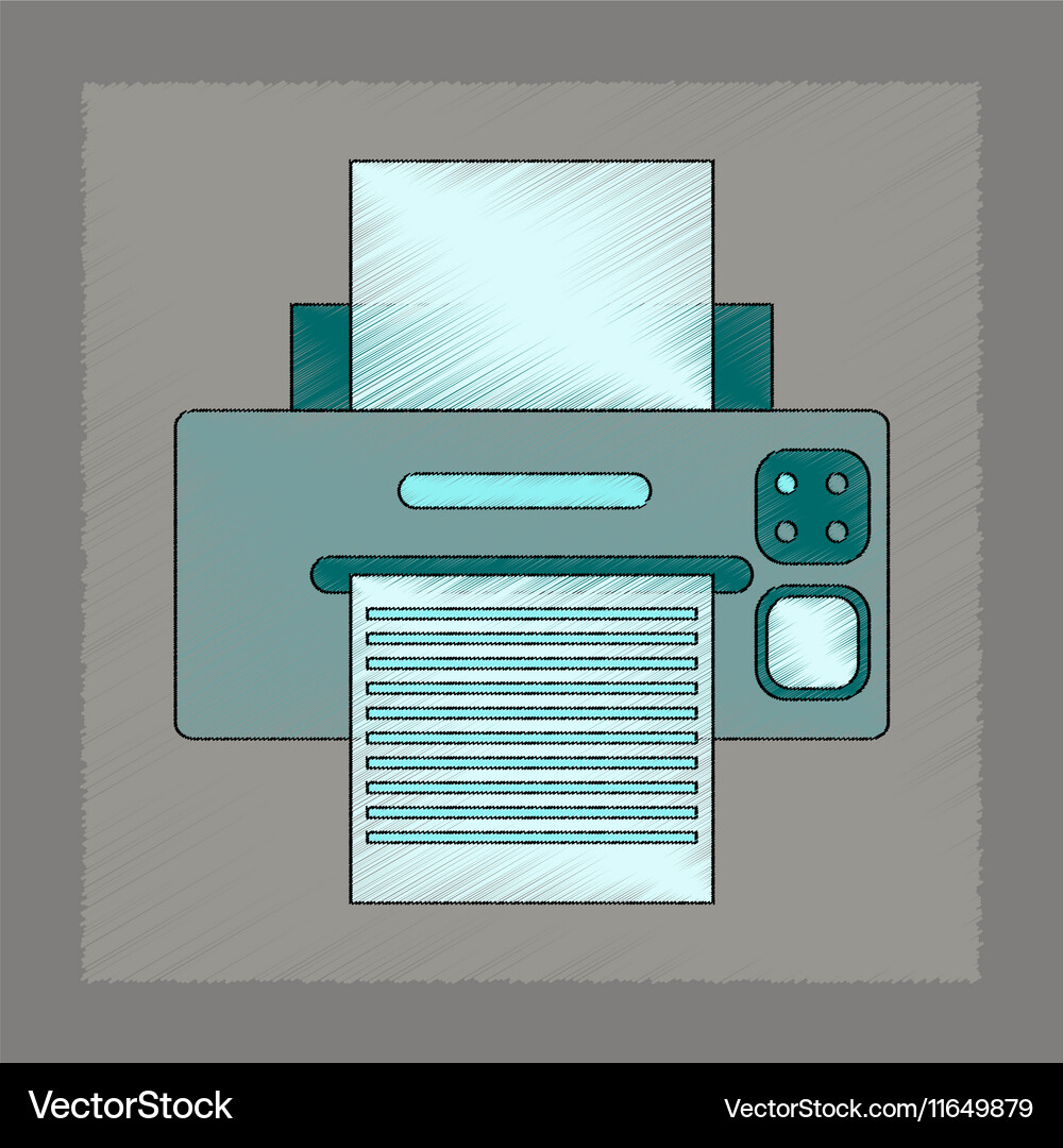 Flat shading style icon computer printer Vector Image