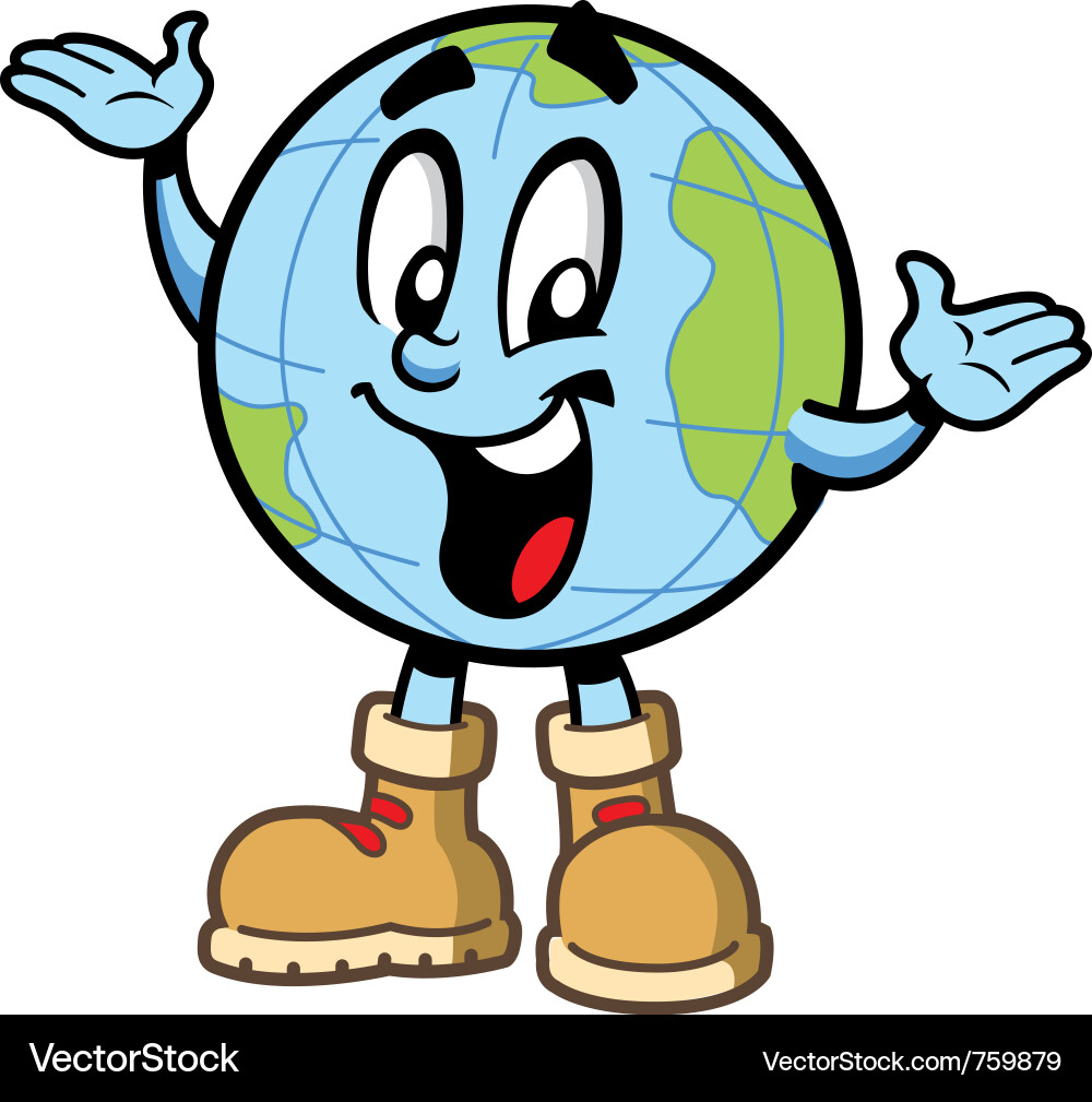 Smiling Globe Character vector image