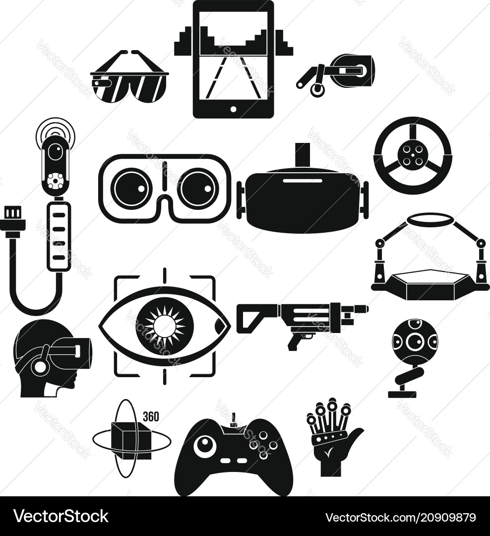 Virtual reality icons set simple style Virtual reality icons set simple style vector image