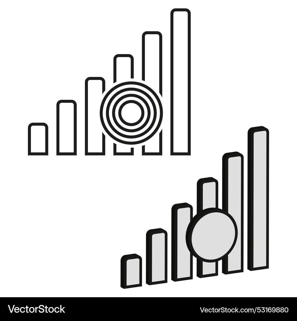 Bar chart icons two different styles circular Bar chart icons two different styles circular vector image