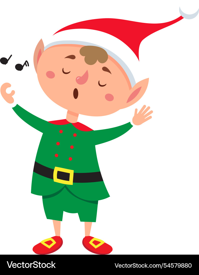 Cartoon christmas elf dressed in a vibrant green Cartoon christmas elf dressed in a vibrant green vector image